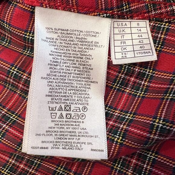 NWT Brooks Brothers Red Tartan Plaid Ruffle Blouse Size 8 (W76) - Picture 5 of 10
